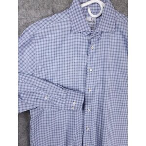 Emanuel Berg Shirt Mens 16 / 41 Modern Fit Blue Check Long Sleeve Button Up
